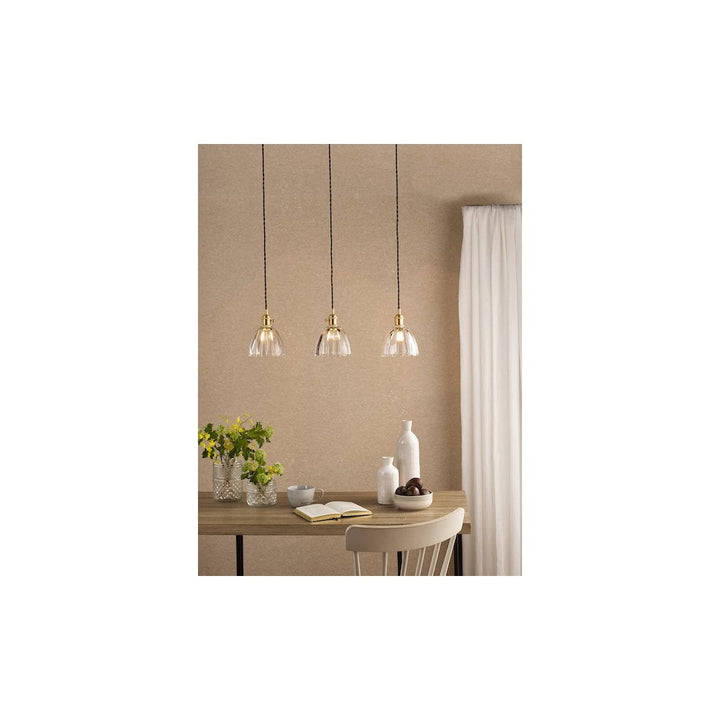 Dar HAD3640-11 Hadano 3 Light Bar Pendant Natural Brass and Scalloped Bell Glass