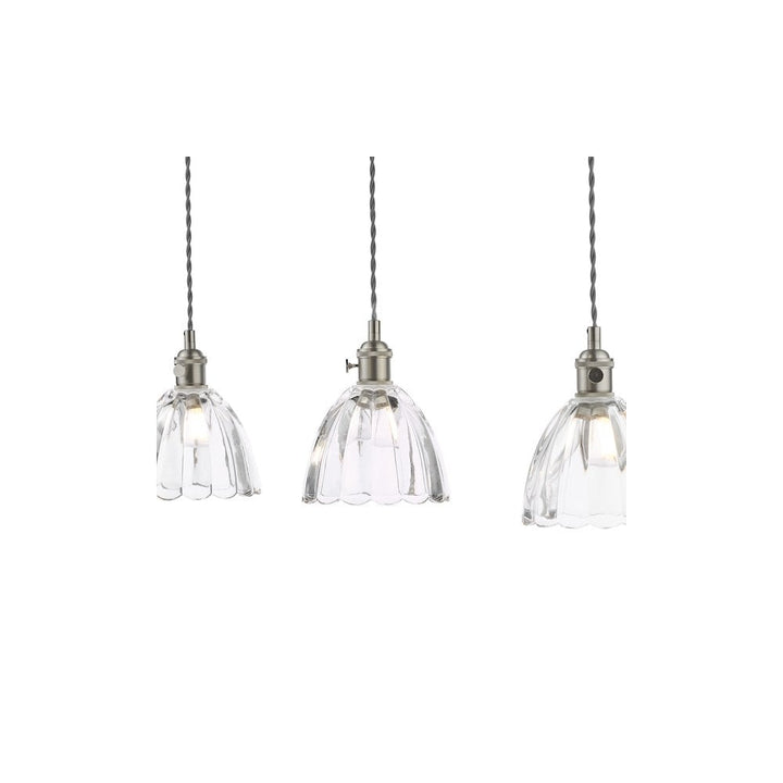 Dar HAD3661-11 Hadano 3 Light Bar Pendant Antique Chrome and Scalloped Bell Glass