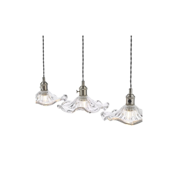 Dar HAD3661-12 Hadano 3 Light Bar Pendant Antique Chrome and Wavy Glass