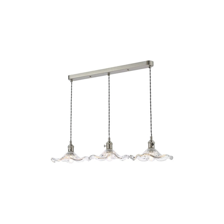 Dar HAD3661-12 Hadano 3 Light Bar Pendant Antique Chrome and Wavy Glass