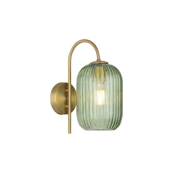 Dar IDR0763-SAW6524 Idra Wall Light Aged Bronze and Green Ribbed Glass