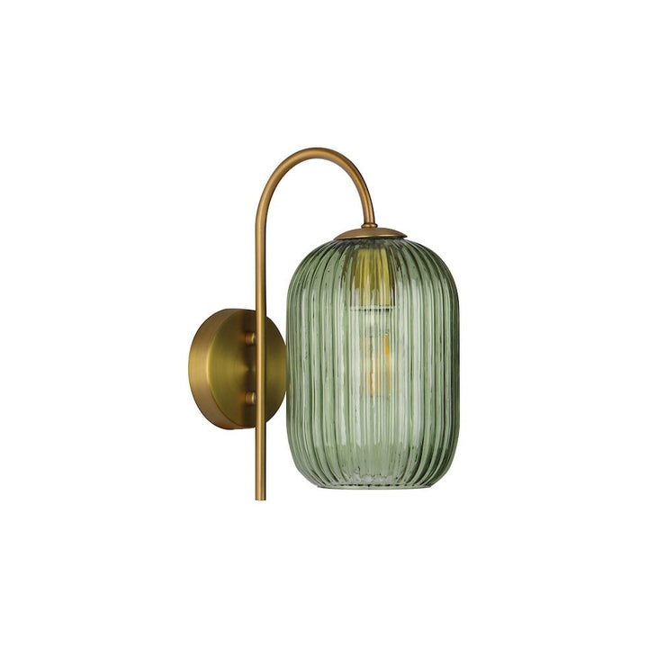 Dar IDR0763-SAW6524 Idra Wall Light Aged Bronze and Green Ribbed Glass