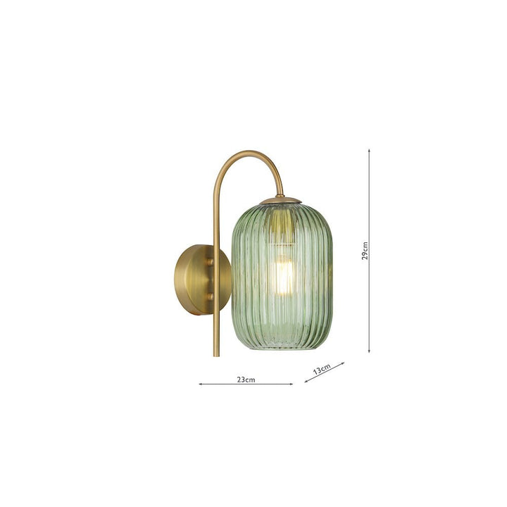 Dar IDR0763-SAW6524 Idra Wall Light Aged Bronze and Green Ribbed Glass