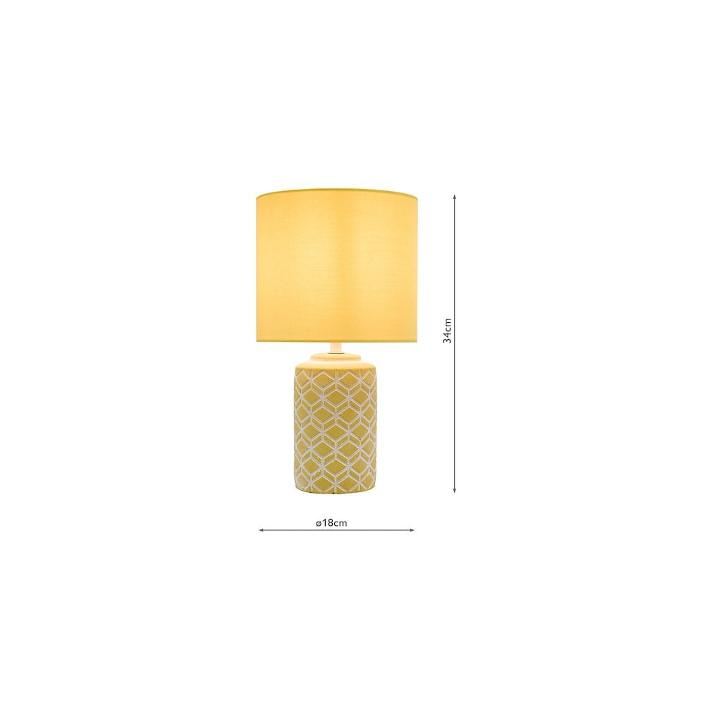 Dar ILO4211 Ilona Ceramic Table Lamp Yellow With Shade