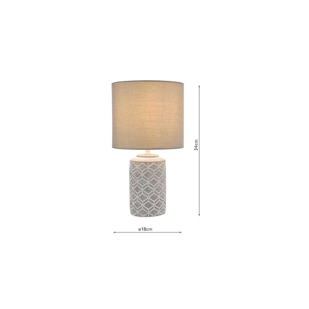 Dar ILO4239 Ilona Ceramic Table Lamp Grey With Shade