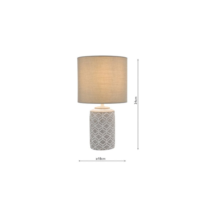 Dar ILO4239 Ilona Ceramic Table Lamp Grey With Shade