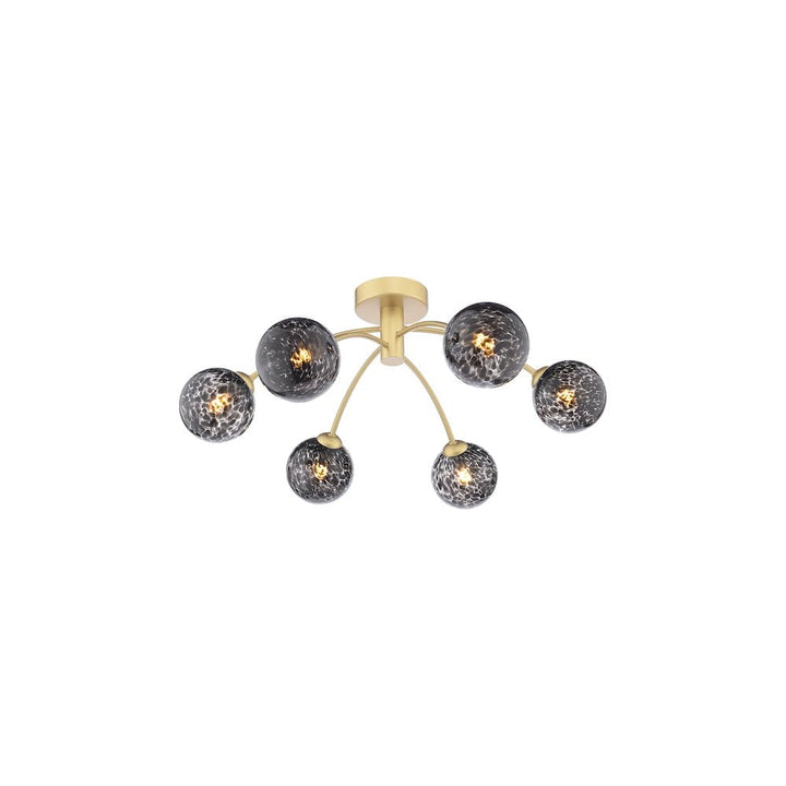 Dar IZZ0635-21 Izzy 6 Light Semi-Flush Polished Gold and Black Confetti Glass