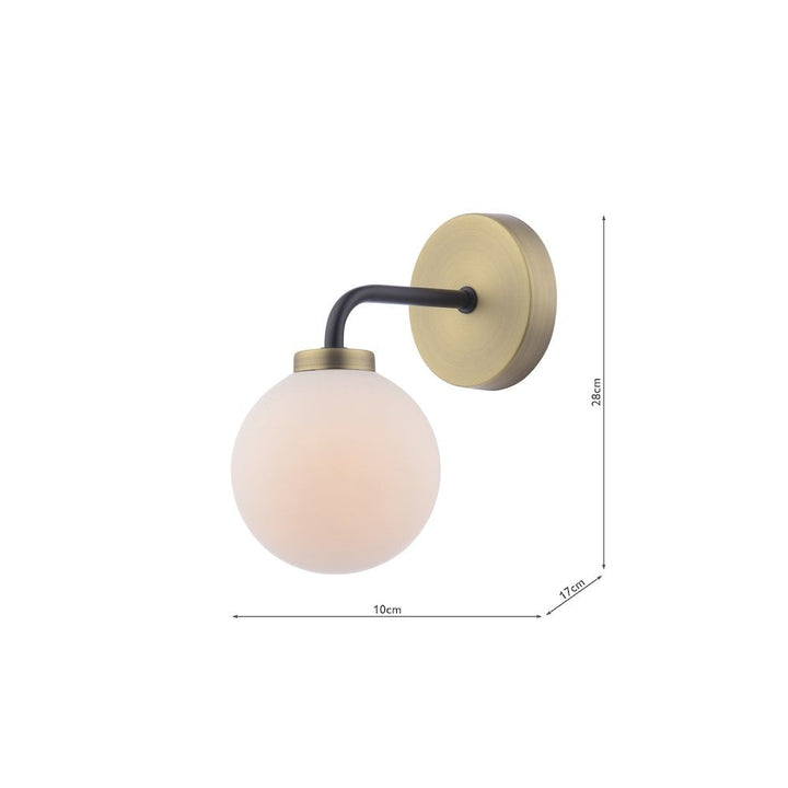 Dar LAI0754-02 Lainey Wall Light Matt Black & Opal Glass