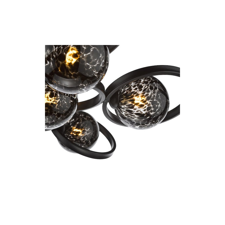 Dar LYN4822-21 Lynette 9 Light Semi-Flush Satin Black and Black Confetti Glass