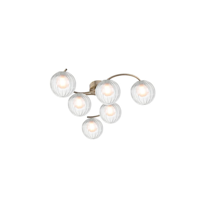 Dar NAK6475-20 Nakita 6 Light Semi-Flush Antique Brass & Clear/Opal Glass