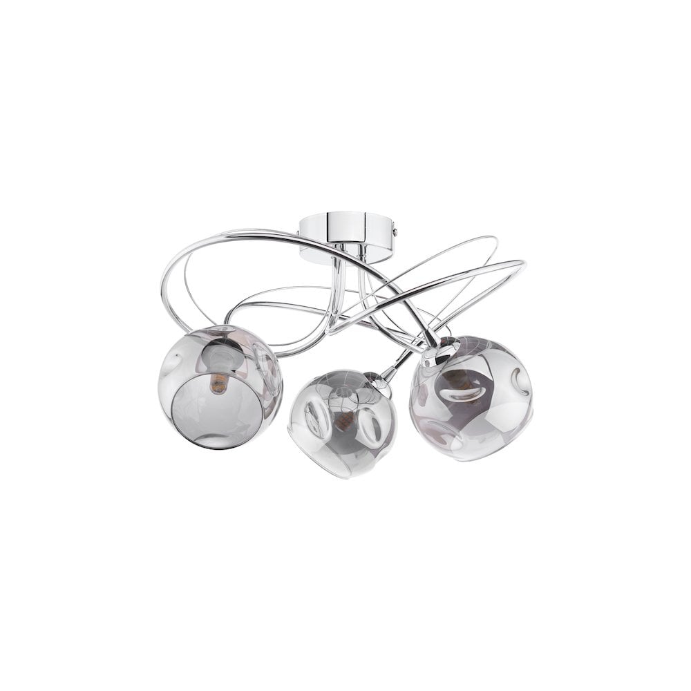 Dar ONA5350-15 Onawa 3 Light Semi Flush Polished Chrome Smoked Glass