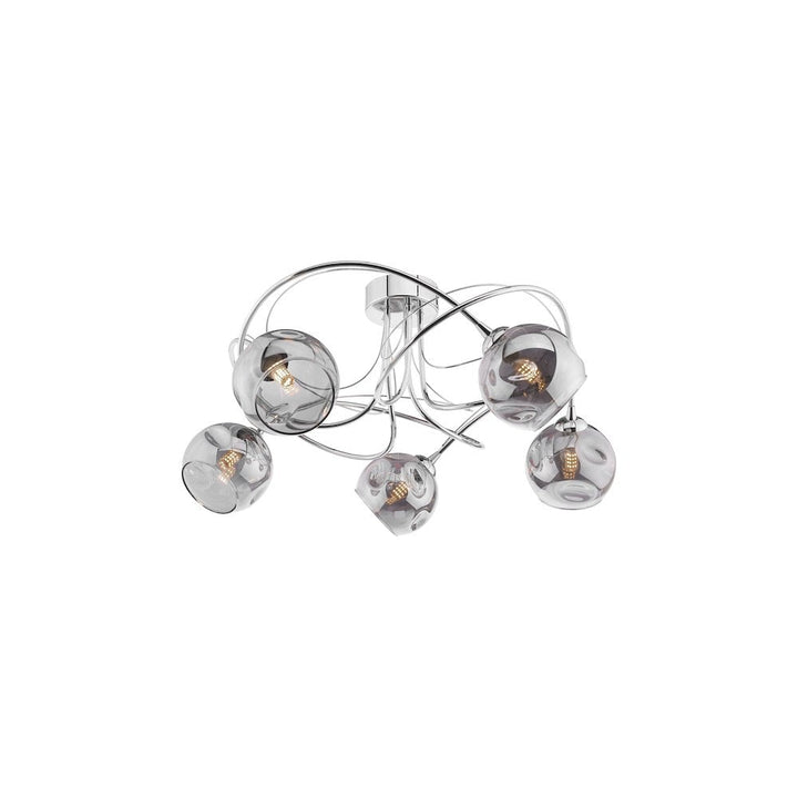 Dar ONA5450-15 Onawa 5 Light Semi Flush Polished Chrome Smoked Glass