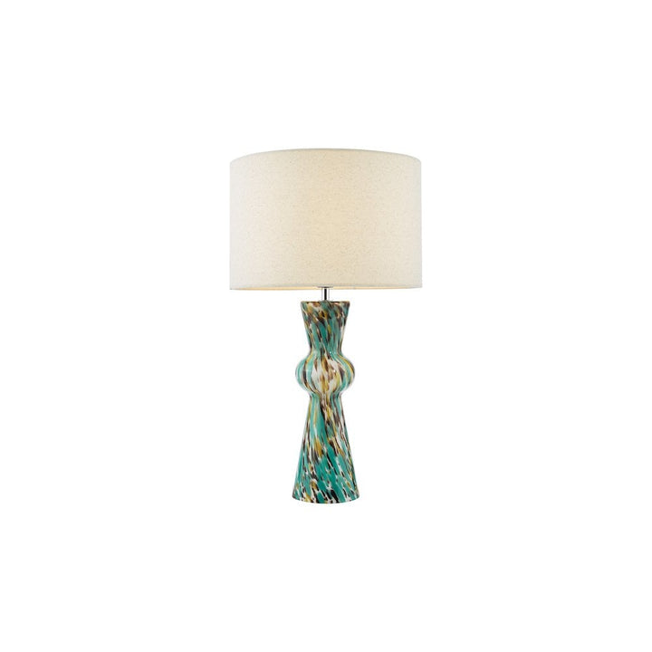 Dar RHE4223 Rheneas Table Lamp Blue Art Glass and Polished Chrome With Shade