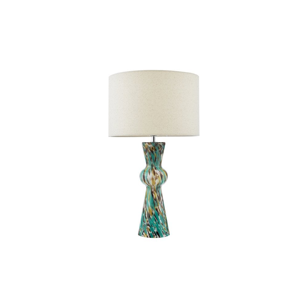 Dar RHE4223 Rheneas Table Lamp Blue Art Glass and Polished Chrome With Shade