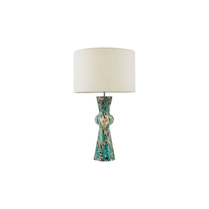 Dar RHE4223 Rheneas Table Lamp Blue Art Glass and Polished Chrome With Shade