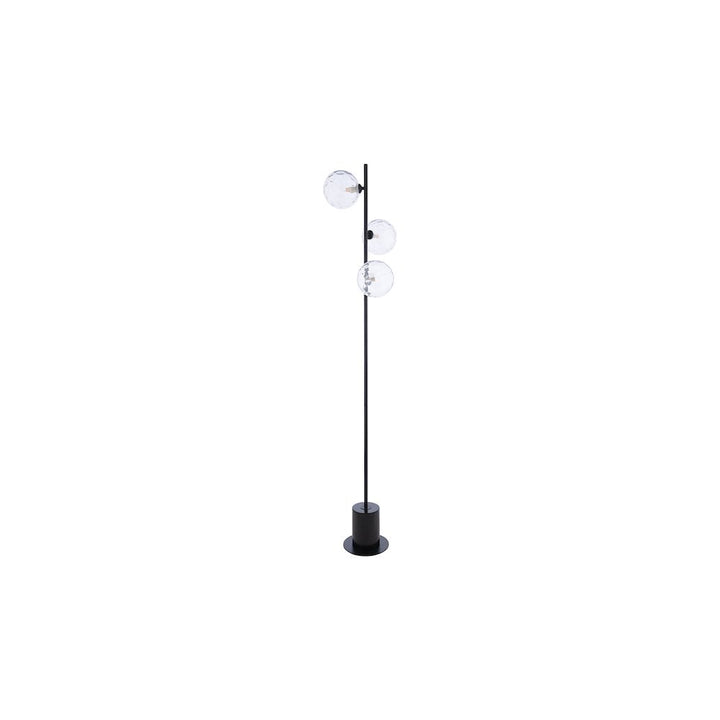 Dar SPI5522-12 Spiral 3 Light Floor Lamp Matt Black & Dimpled Clear Glass