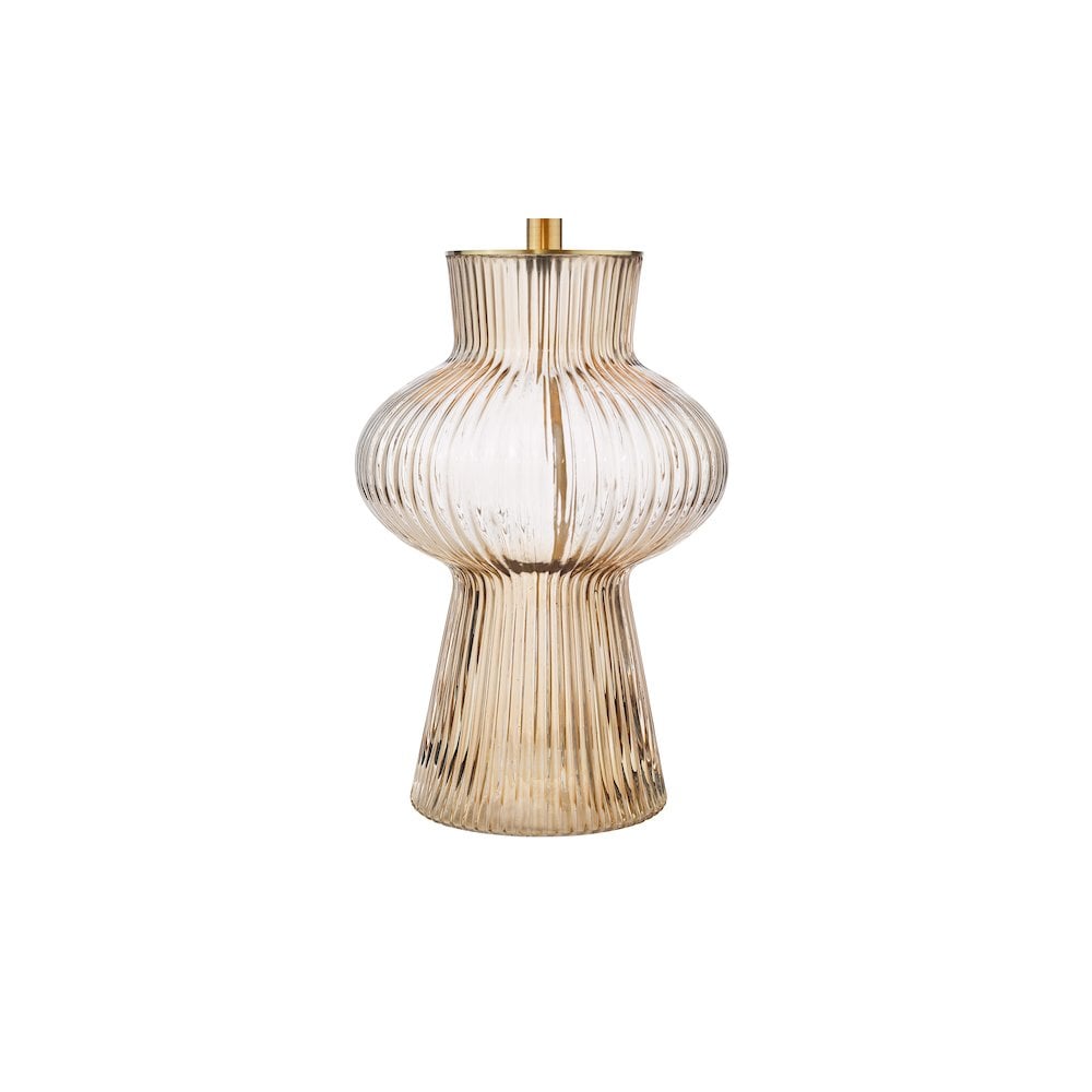 Dar SUE4229 Suelita Table Lamp Brown Ribbed Glass and Antique Brass With Shade