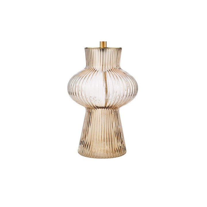 Dar SUE4229 Suelita Table Lamp Brown Ribbed Glass and Antique Brass With Shade