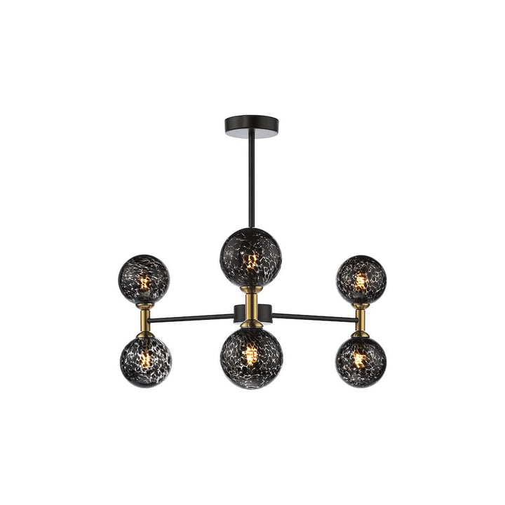 Dar TAK0654-21 Takara 6 Light Semi-Flush Matt Black and Bronze With Black Confetti Glass