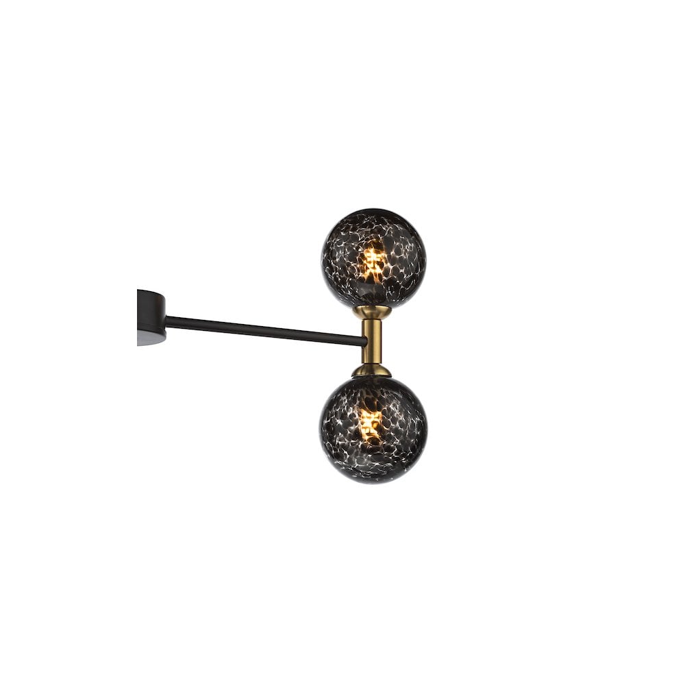 Dar TAK0654-21 Takara 6 Light Semi-Flush Matt Black and Bronze With Black Confetti Glass