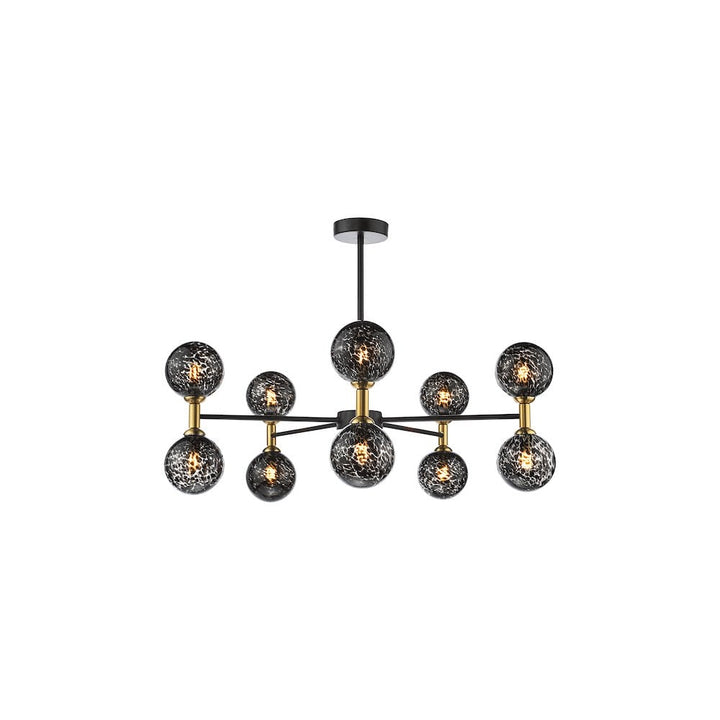 Dar TAK2354-21 Takara 10 Light Semi-Flush Matt Black With Black Confetti Glass