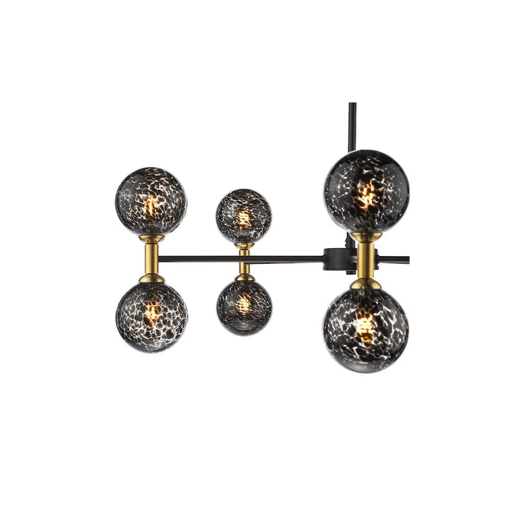 Dar TAK2354-21 Takara 10 Light Semi-Flush Matt Black With Black Confetti Glass