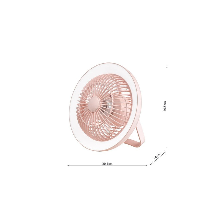 Dar TUR4103 Turbo Rechargeable Desk Fan With Lamp Pink LED