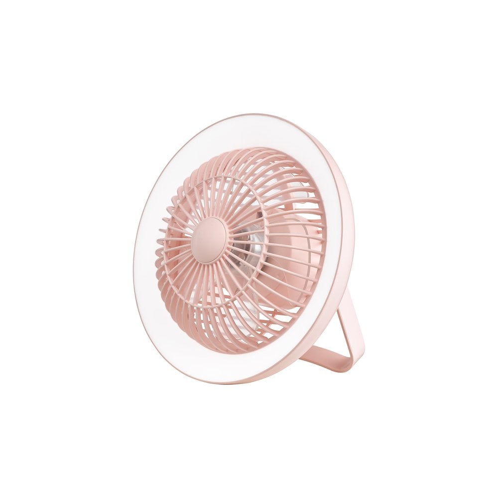 Dar TUR4103 Turbo Rechargeable Desk Fan With Lamp Pink LED