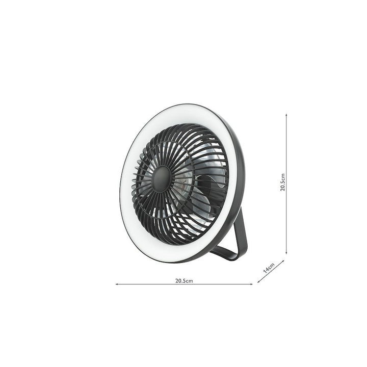 Dar TUR4122 Turbo Desk Fan With Lamp Black LED