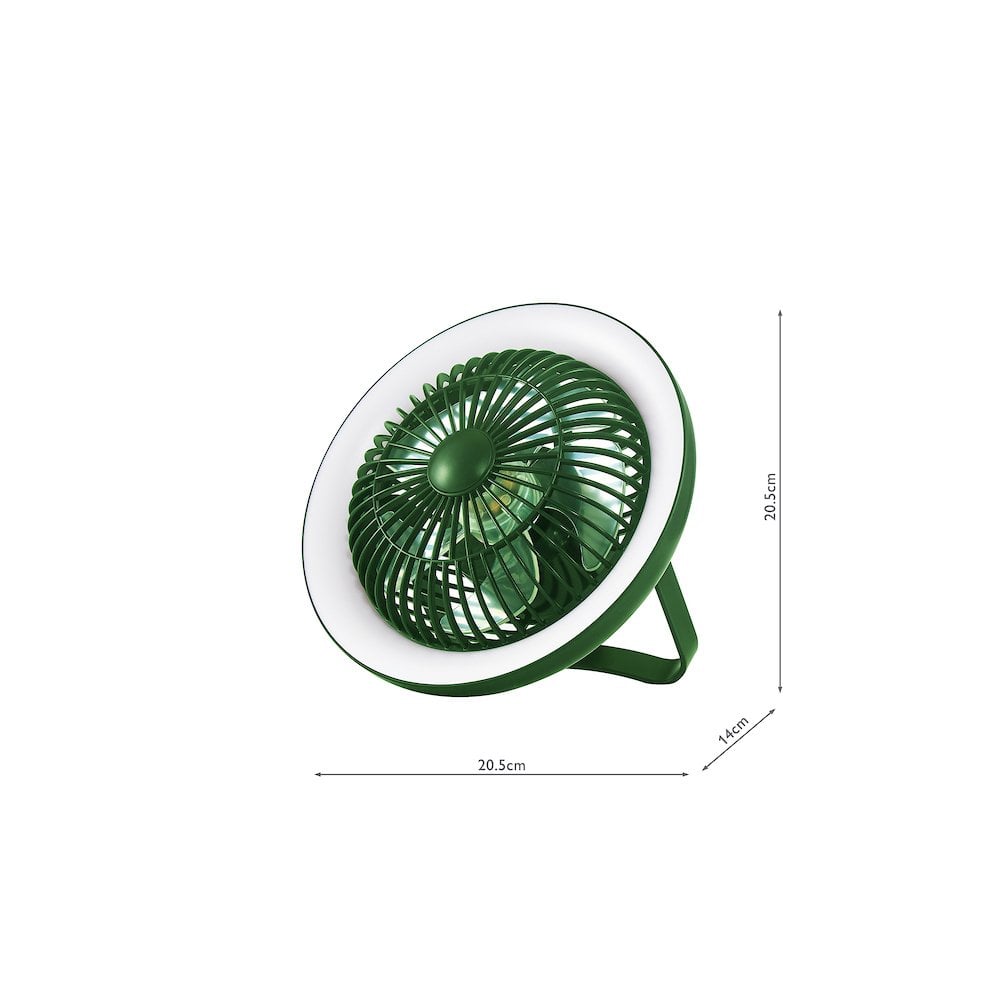 Dar TUR4124 Turbo Rechargeable Desk Fan With Lamp Green LED