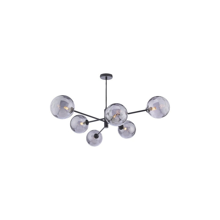 Dar VIG0622-10 Vignette 6 Light Pendant Matt Black & Smoked Dimpled Glass