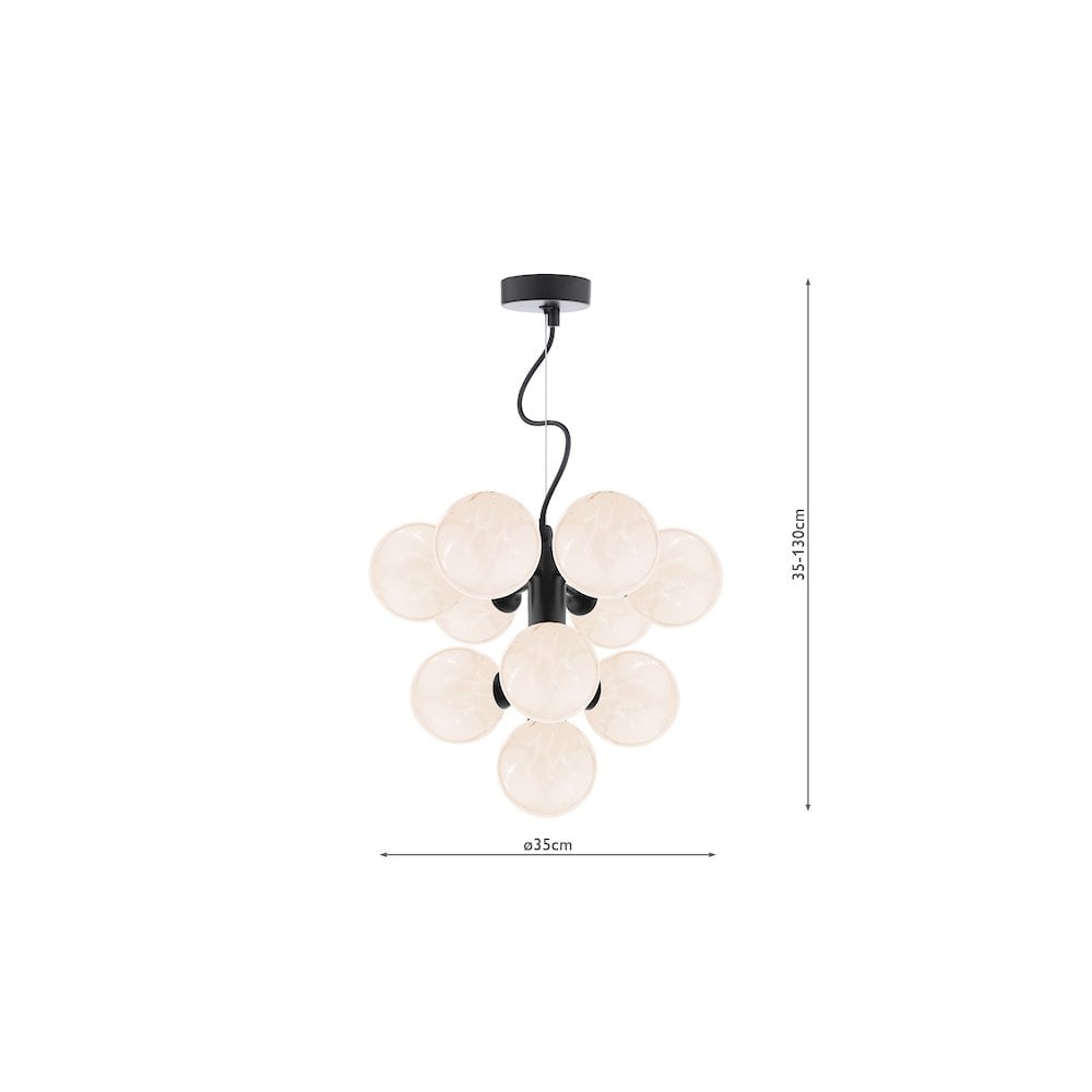 Dar VIN2322-17 Vine 10 Light Pendant Satin Black