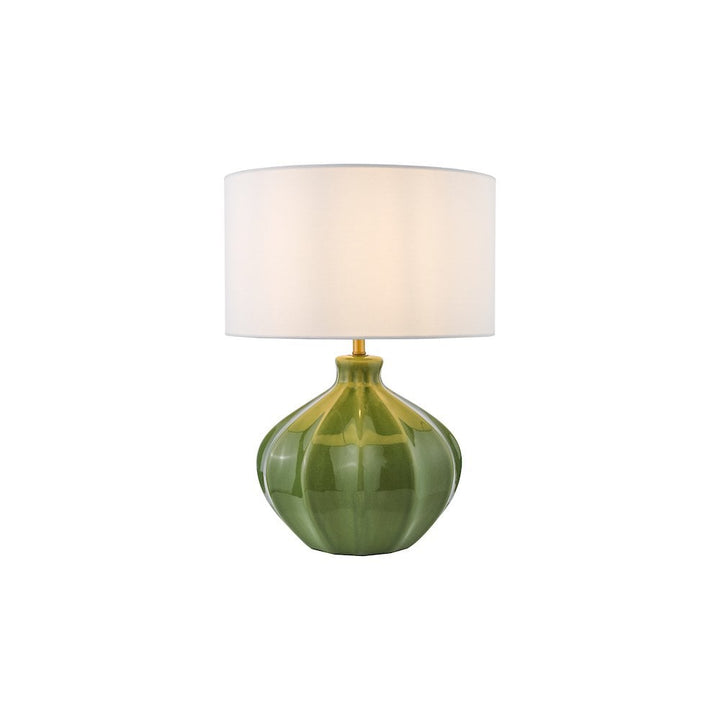 Dar AMR4224-PYR142 Amrita Ceramic Table Lamp Green and Antique Brass With Shade