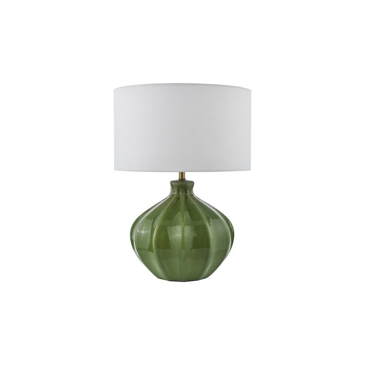 Dar AMR4224-PYR142 Amrita Ceramic Table Lamp Green and Antique Brass With Shade