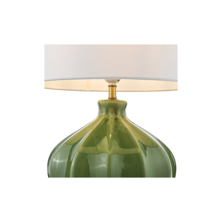 Dar AMR4224-PYR142 Amrita Ceramic Table Lamp Green and Antique Brass With Shade