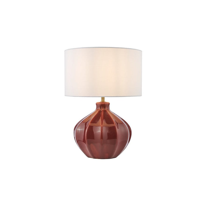 Dar AMR4225-PYR142 Amrita Ceramic Table Lamp Red and Antique Brass With Shade