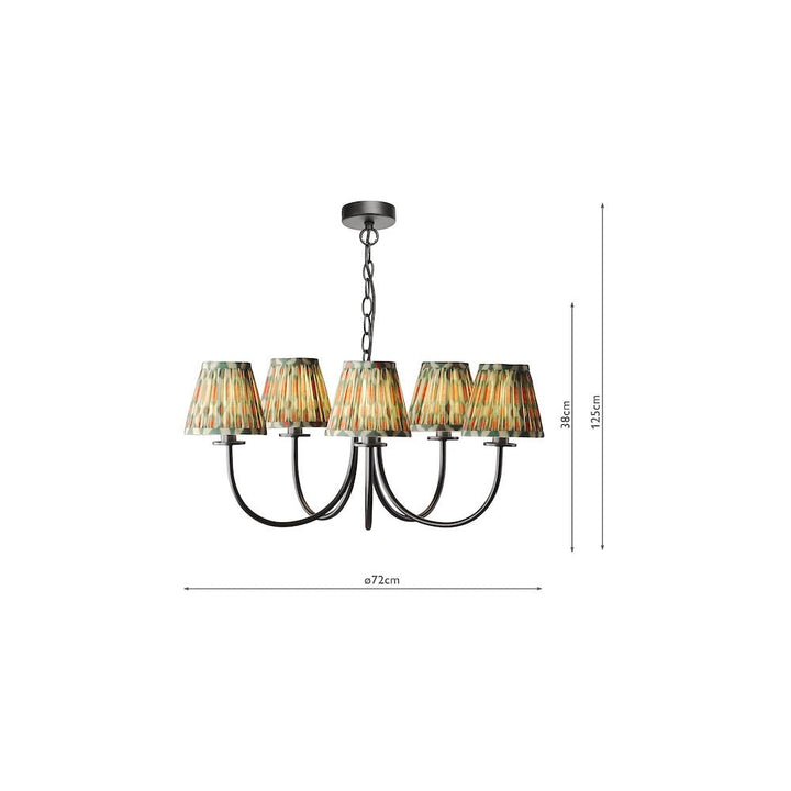 Dar BEC0522-IKA2625 Becca 5 Light Pendant Matt Black With Ikat Shade