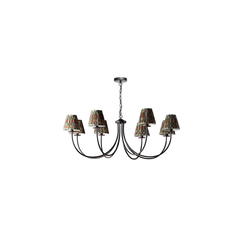 Dar BEC0822-IKA2625 Becca 8 Light Pendant Matt Black With Ikat Shade