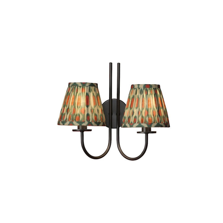 Dar BEC0922-IKA2625 Becca 2 Light Wall Light Matt Black With Ikat Shade