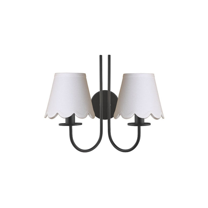 Dar BEC0922-NER262 Becca 2 Light Wall Light Matt Black With Scallop Linen Shade