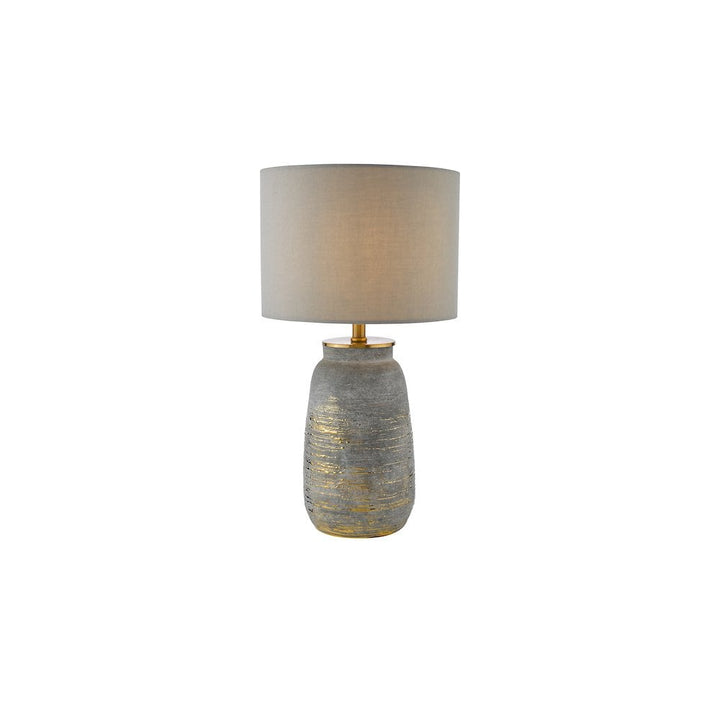 Dar CRE4239-PYR1439 Creon Ceramic Table Lamp Grey and Antique Brassss With Shade