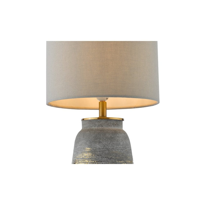 Dar CRE4239-PYR1439 Creon Ceramic Table Lamp Grey and Antique Brassss With Shade