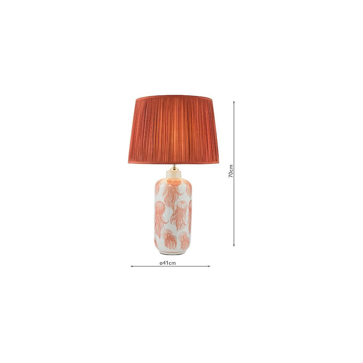 Dar CYA4203-ZEE1603 Cyanea Ceramic Table Lamp Pink and Satin Chrome With Shade