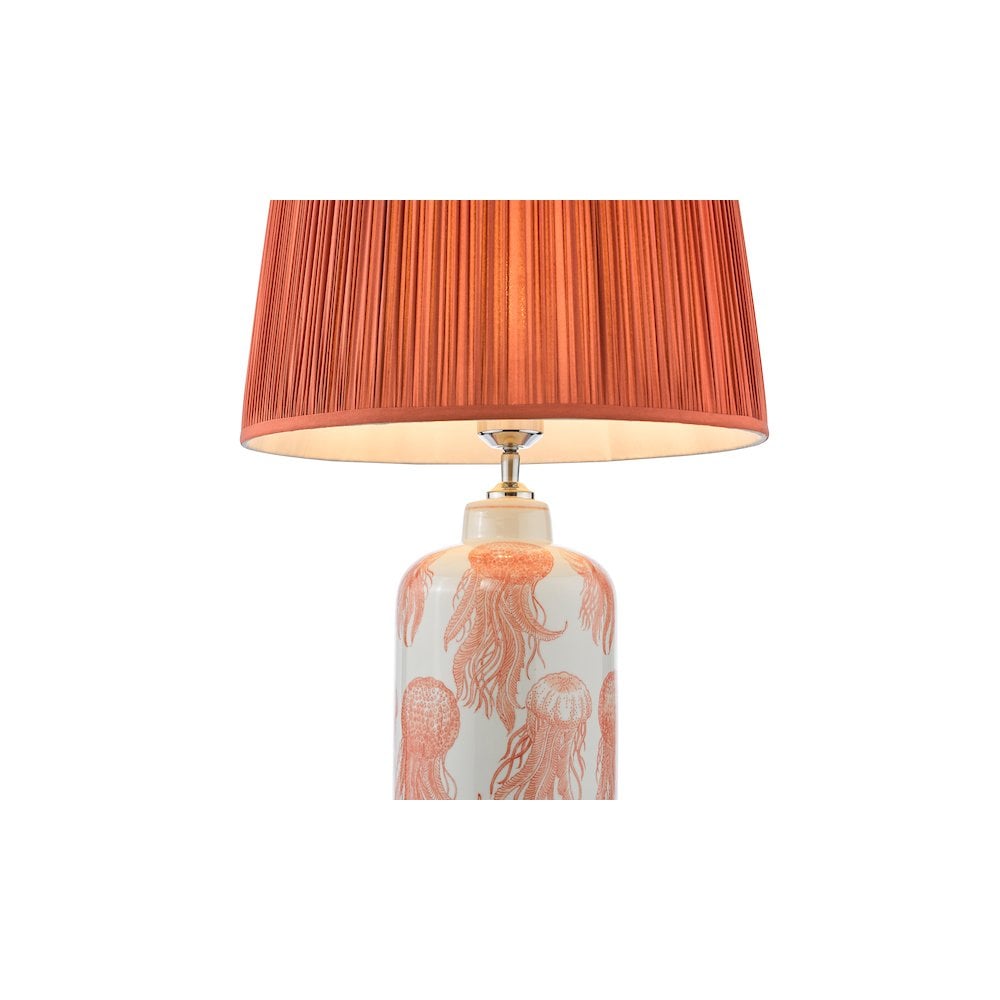 Dar CYA4203-ZEE1603 Cyanea Ceramic Table Lamp Pink and Satin Chrome With Shade