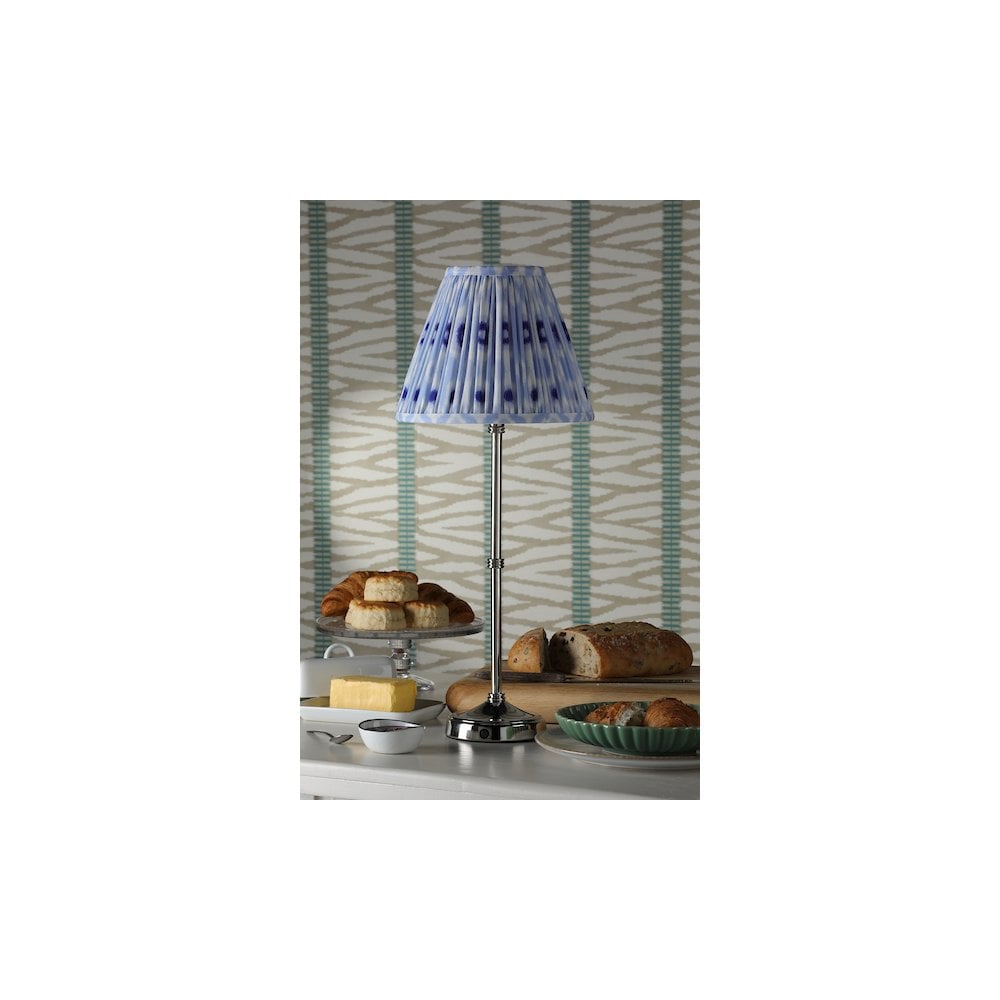 Dar DAH4238-IKA1023 Dahl Rechargeable LED Table Lamp Polished Nickel With Ikat Shade