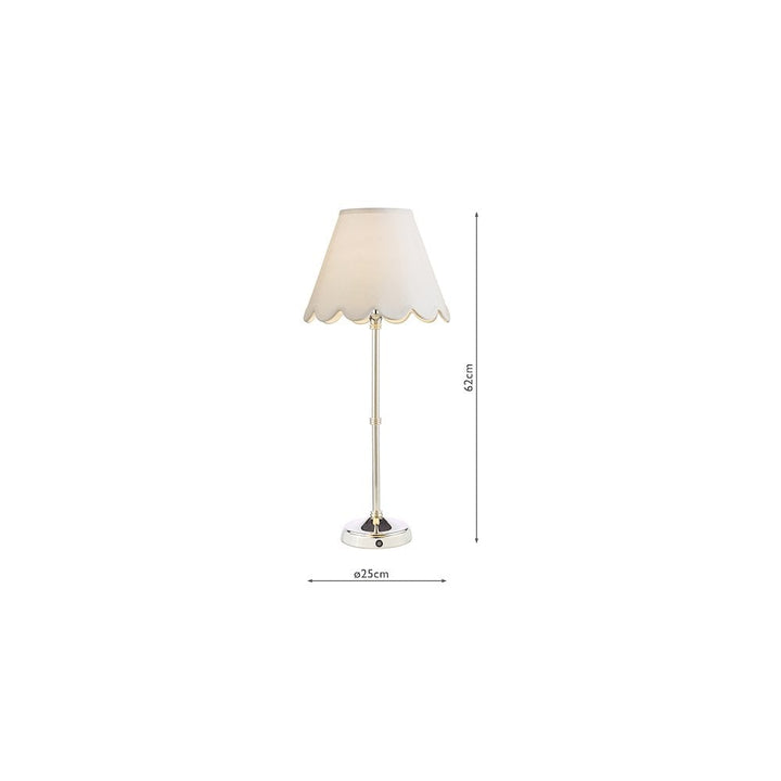 Dar DAH4238-NER102 Dahl Rechargeable LED Table Lamp Polished Nickel With Scallop Shade