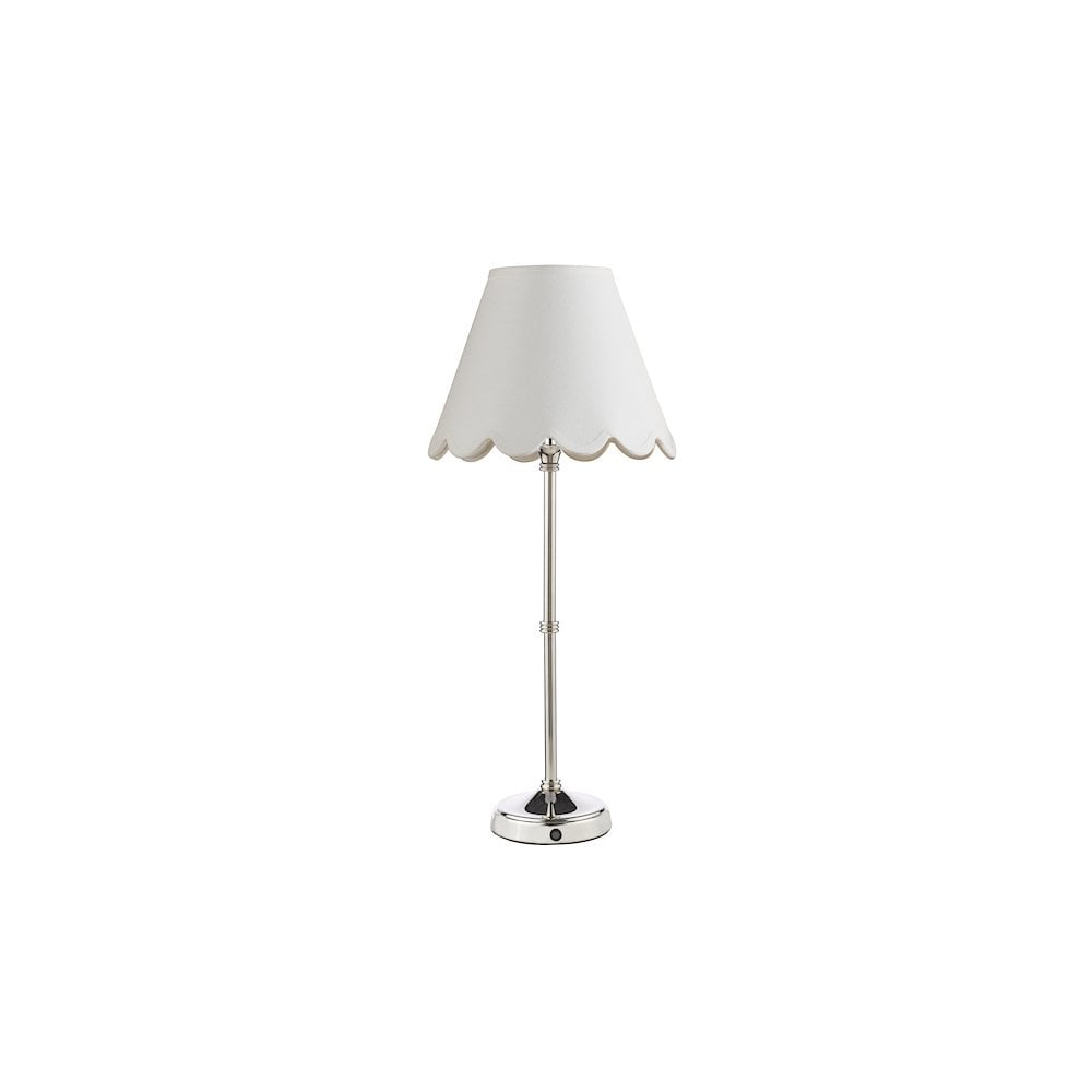 Dar DAH4238-NER102 Dahl Rechargeable LED Table Lamp Polished Nickel With Scallop Shade