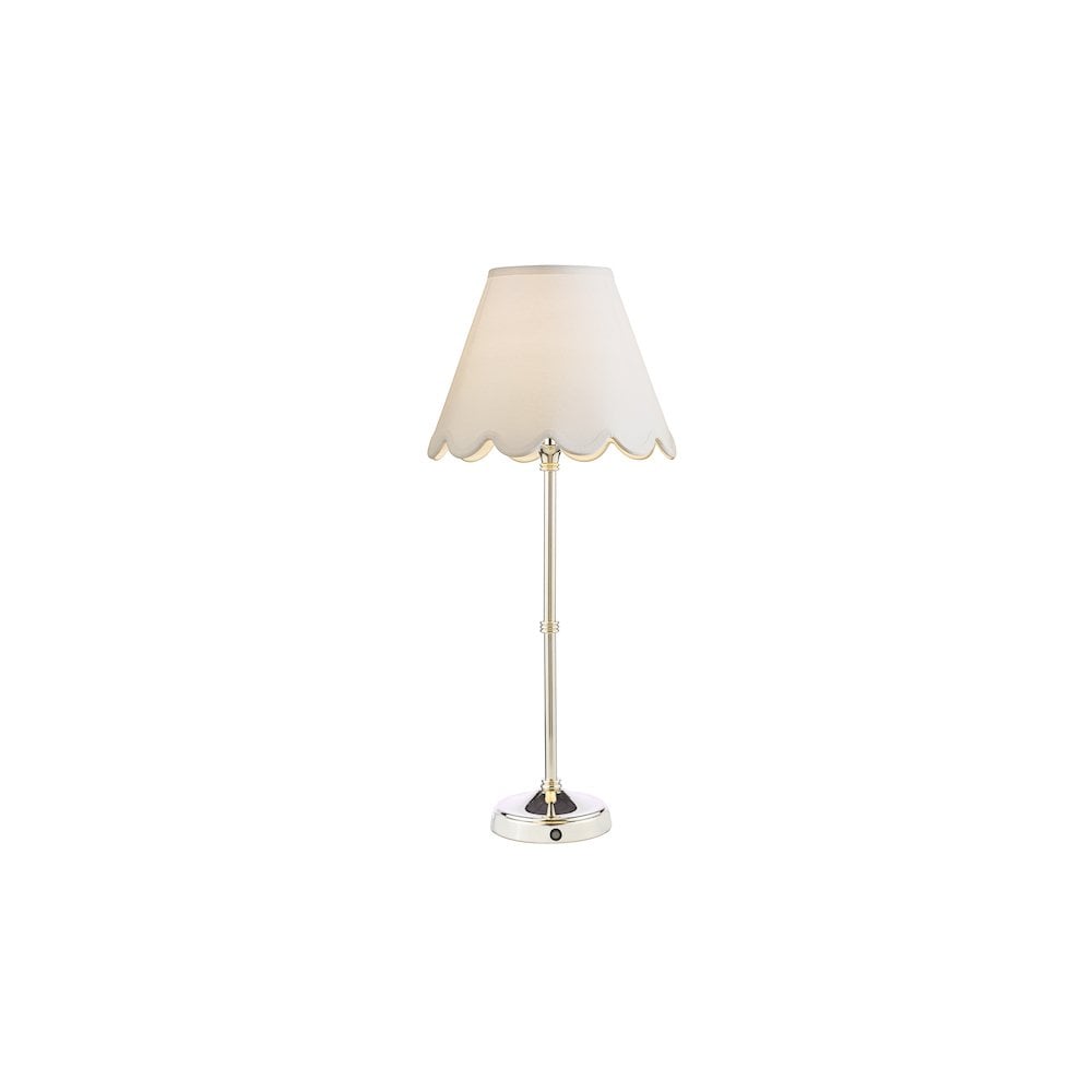 Dar DAH4238-NER102 Dahl Rechargeable LED Table Lamp Polished Nickel With Scallop Shade