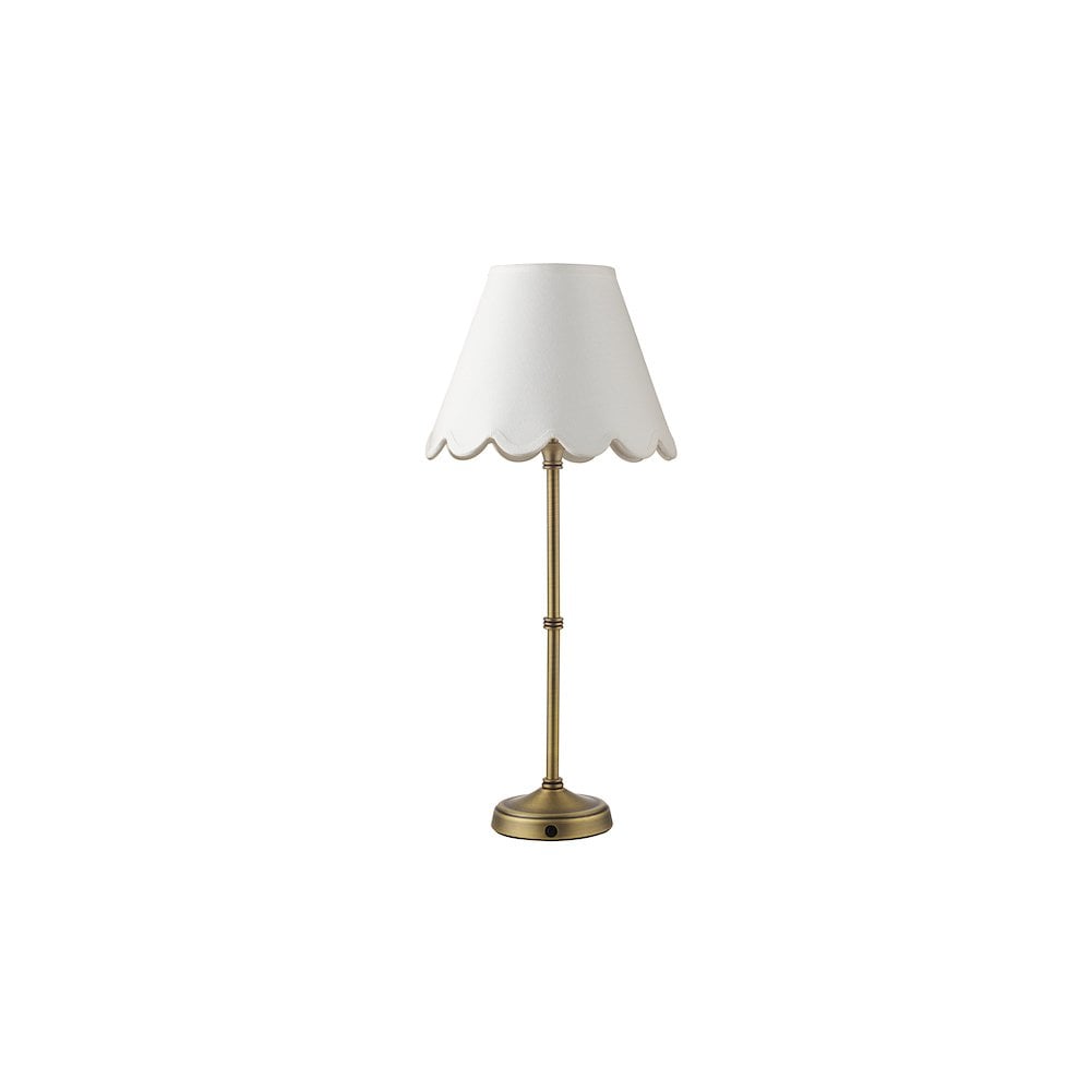 Dar DAH4275-NER102 Dahl Rechargeable Table Lamp Matt Antique Brass With Shade LED