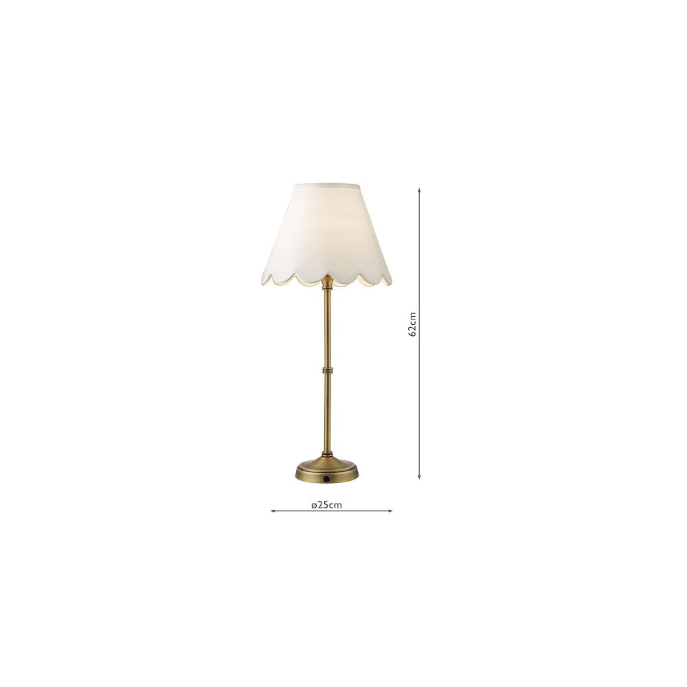 Dar DAH4275-NER102 Dahl Rechargeable Table Lamp Matt Antique Brass With Shade LED